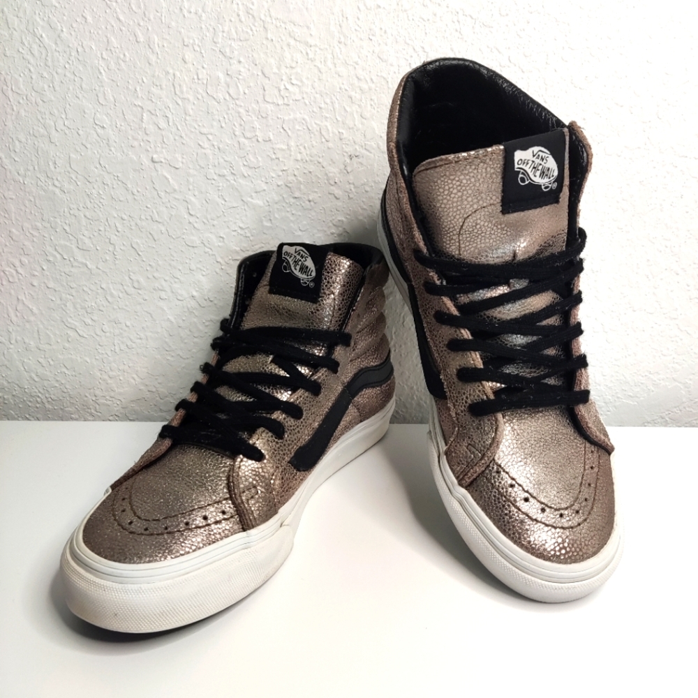 Vans Sk8 Hi Metallic Bronze High Tops Size 5